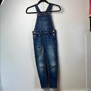 Kids Blue Distressed Denim Overalls